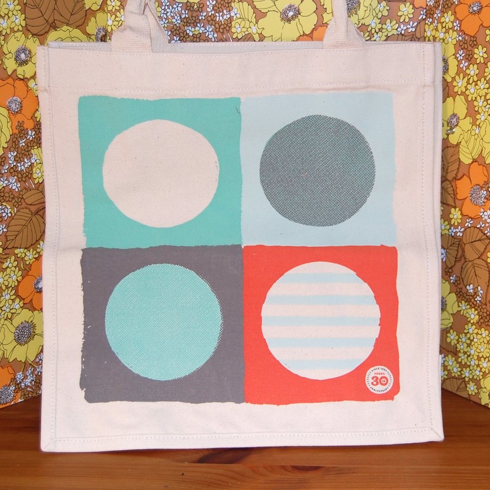 FOSSIL White Canvas large new TOTE BAG